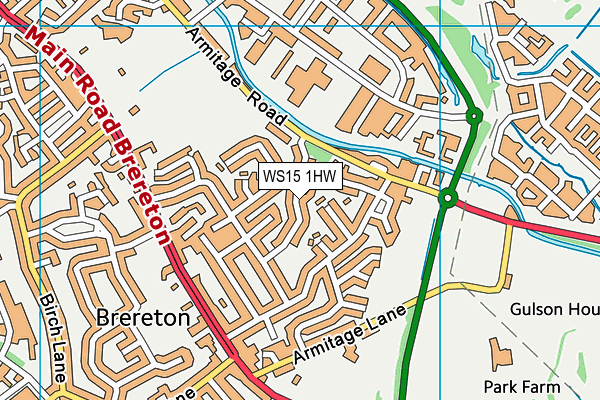 WS15 1HW map - OS VectorMap District (Ordnance Survey)