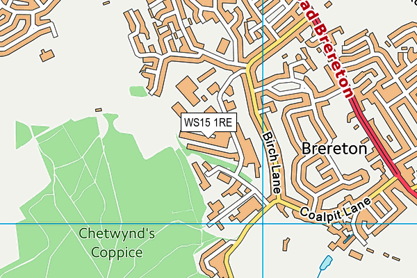WS15 1RE map - OS VectorMap District (Ordnance Survey)