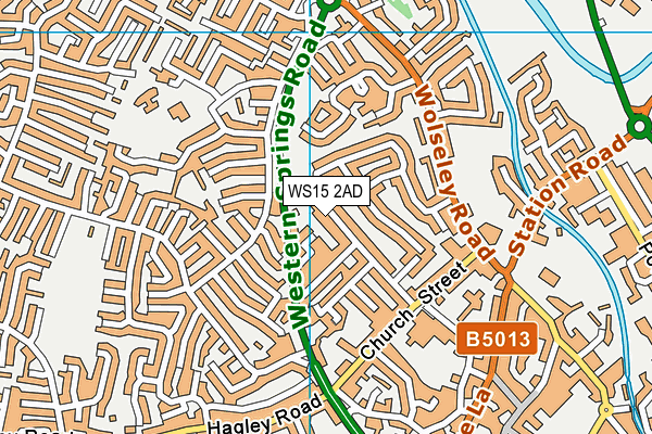 WS15 2AD map - OS VectorMap District (Ordnance Survey)