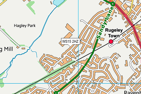 Rugeley Leisure Centre map (WS15 2HZ) - OS VectorMap District (Ordnance Survey)