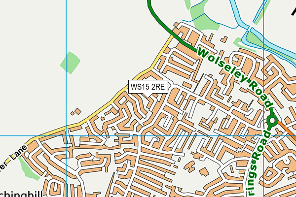 WS15 2RE map - OS VectorMap District (Ordnance Survey)
