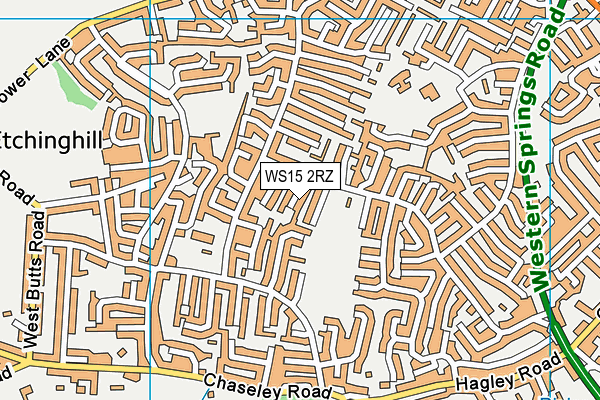 WS15 2RZ map - OS VectorMap District (Ordnance Survey)