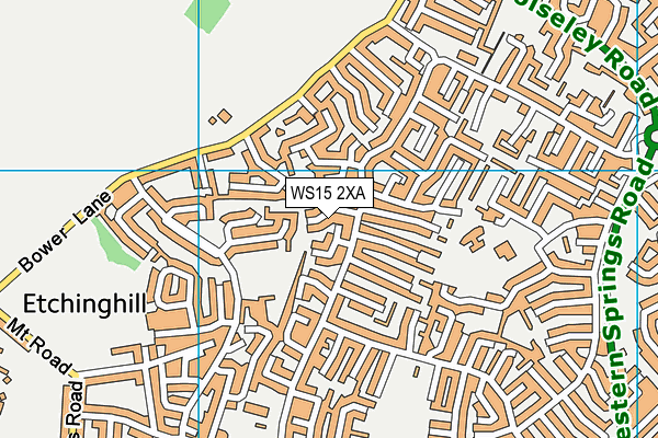 WS15 2XA map - OS VectorMap District (Ordnance Survey)