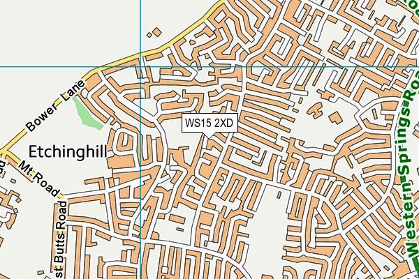 WS15 2XD map - OS VectorMap District (Ordnance Survey)