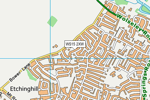 WS15 2XW map - OS VectorMap District (Ordnance Survey)