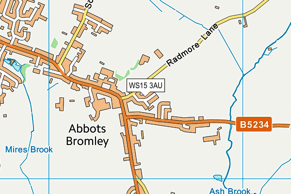 WS15 3AU map - OS VectorMap District (Ordnance Survey)