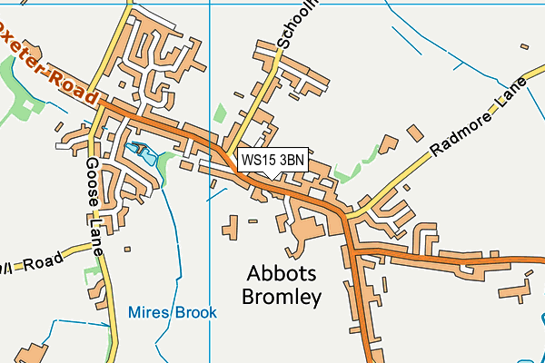 WS15 3BN map - OS VectorMap District (Ordnance Survey)