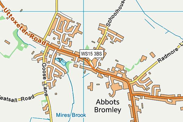 WS15 3BS map - OS VectorMap District (Ordnance Survey)