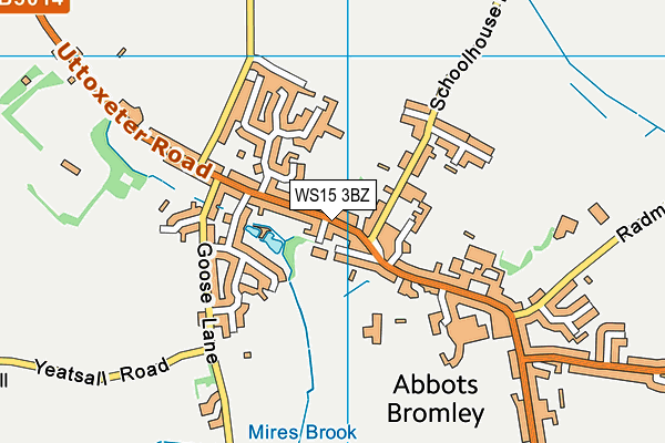 WS15 3BZ map - OS VectorMap District (Ordnance Survey)