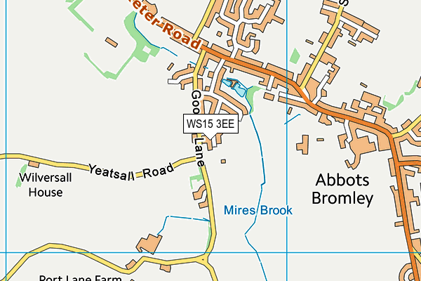 WS15 3EE map - OS VectorMap District (Ordnance Survey)