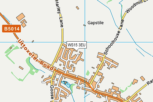 WS15 3EU map - OS VectorMap District (Ordnance Survey)