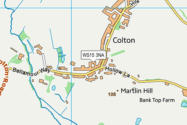 WS15 3NA map - OS VectorMap District (Ordnance Survey)
