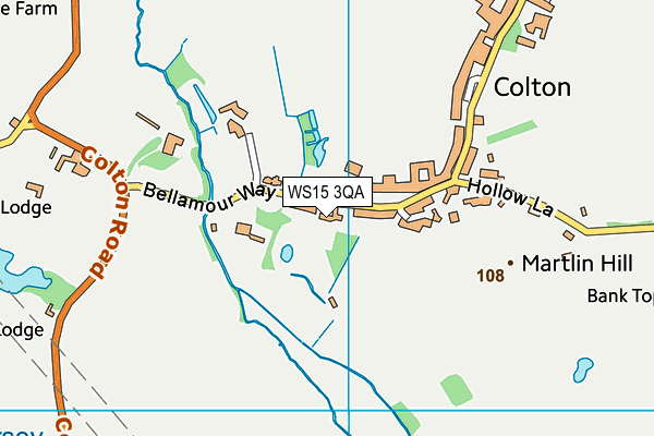 WS15 3QA map - OS VectorMap District (Ordnance Survey)