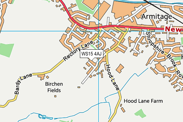 WS15 4AJ map - OS VectorMap District (Ordnance Survey)