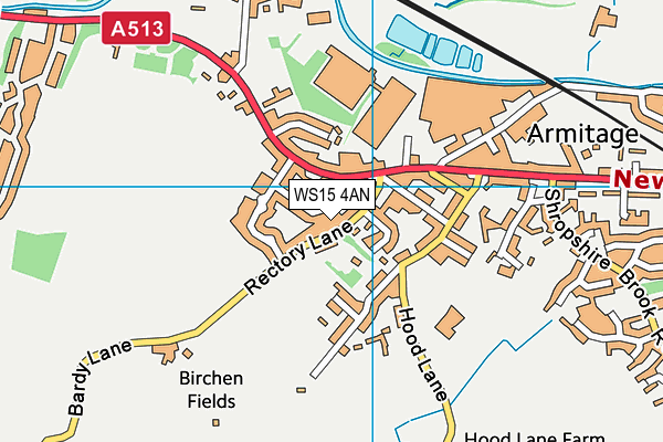 WS15 4AN map - OS VectorMap District (Ordnance Survey)