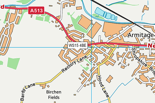 WS15 4BE map - OS VectorMap District (Ordnance Survey)
