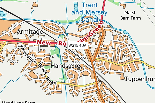 WS15 4DA map - OS VectorMap District (Ordnance Survey)