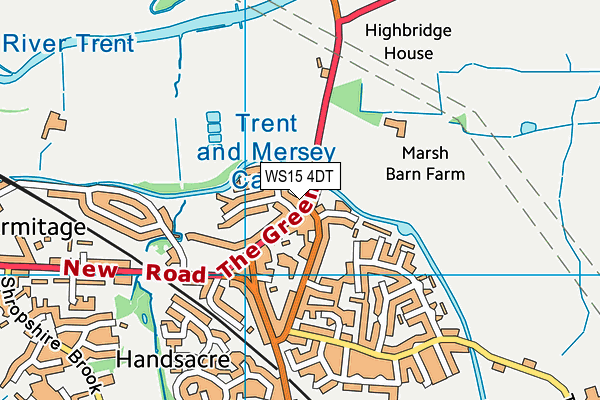 WS15 4DT map - OS VectorMap District (Ordnance Survey)