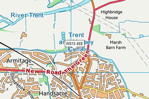 WS15 4EE map - OS VectorMap District (Ordnance Survey)