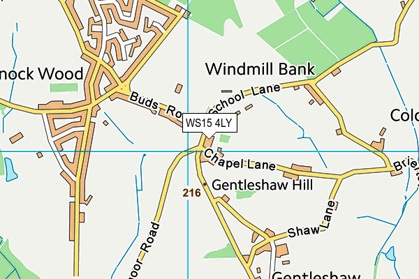 Gentleshaw Primary Academy map (WS15 4LY) - OS VectorMap District (Ordnance Survey)
