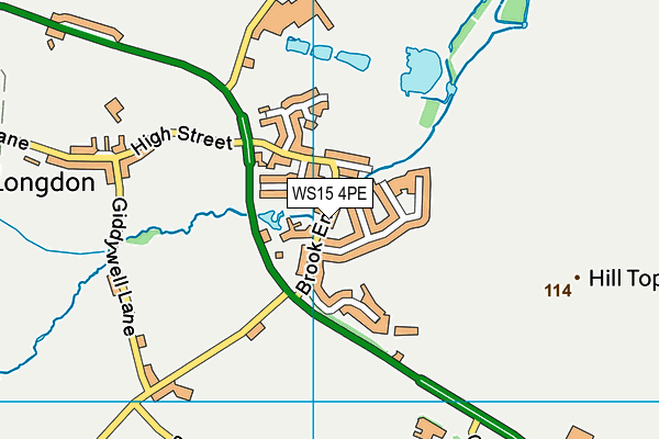 WS15 4PE map - OS VectorMap District (Ordnance Survey)