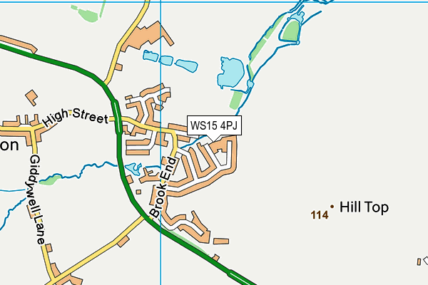 WS15 4PJ map - OS VectorMap District (Ordnance Survey)