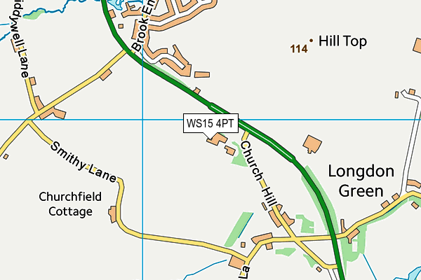 Longdon Hall School map (WS15 4PT) - OS VectorMap District (Ordnance Survey)