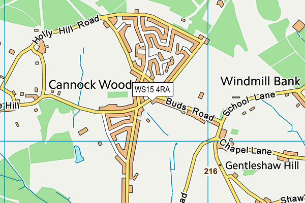WS15 4RA map - OS VectorMap District (Ordnance Survey)