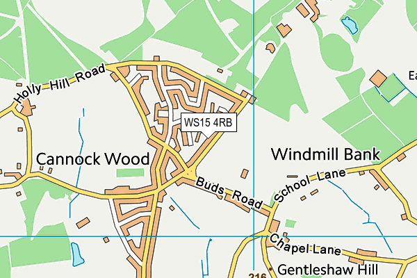 WS15 4RB map - OS VectorMap District (Ordnance Survey)