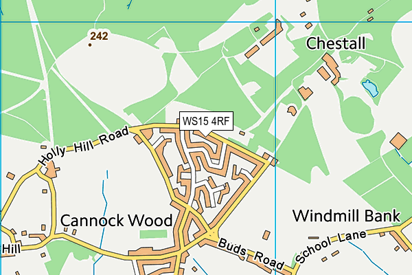 WS15 4RF map - OS VectorMap District (Ordnance Survey)