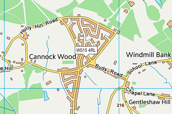 WS15 4RL map - OS VectorMap District (Ordnance Survey)