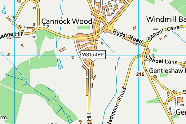 WS15 4RP map - OS VectorMap District (Ordnance Survey)