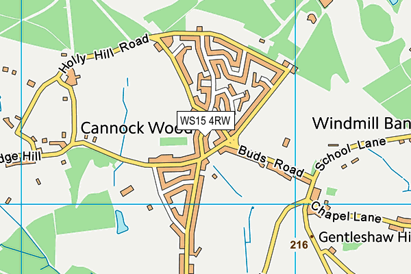 WS15 4RW map - OS VectorMap District (Ordnance Survey)