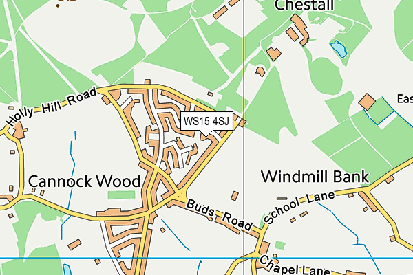 WS15 4SJ map - OS VectorMap District (Ordnance Survey)