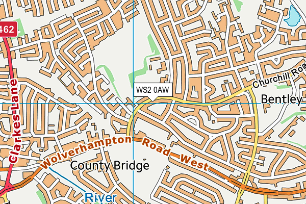 WS2 0AW map - OS VectorMap District (Ordnance Survey)