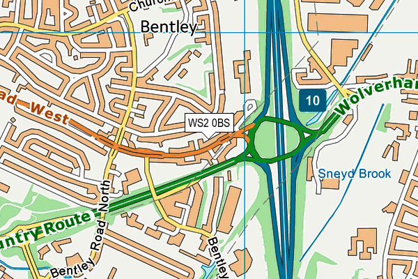 J10 Fitness Club (Walsall) map (WS2 0BS) - OS VectorMap District (Ordnance Survey)