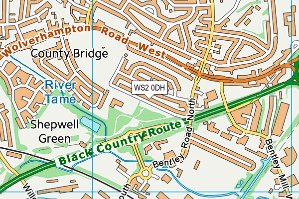 County Bridge Primary School map (WS2 0DH) - OS VectorMap District (Ordnance Survey)