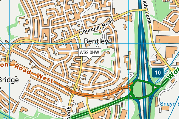 WS2 0HW map - OS VectorMap District (Ordnance Survey)