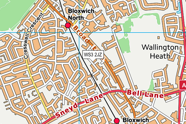 WS3 2JZ map - OS VectorMap District (Ordnance Survey)