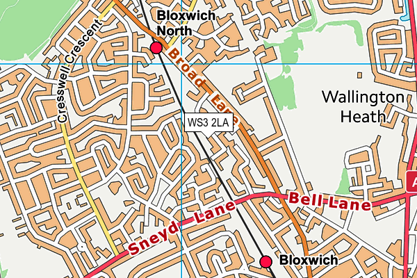 WS3 2LA map - OS VectorMap District (Ordnance Survey)