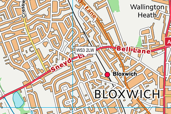 WS3 2LW map - OS VectorMap District (Ordnance Survey)