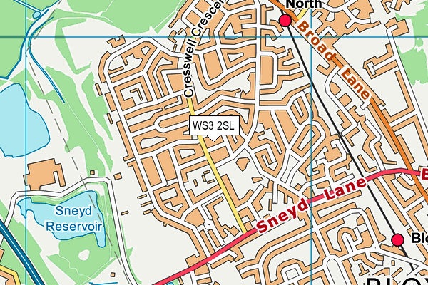 WS3 2SL map - OS VectorMap District (Ordnance Survey)