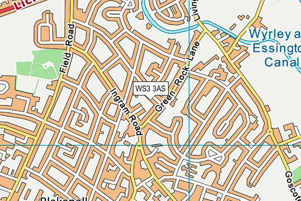 WS3 3AS map - OS VectorMap District (Ordnance Survey)