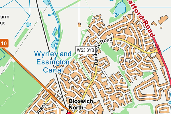 WS3 3YB map - OS VectorMap District (Ordnance Survey)