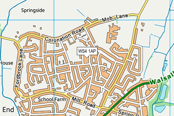 WS4 1AP map - OS VectorMap District (Ordnance Survey)