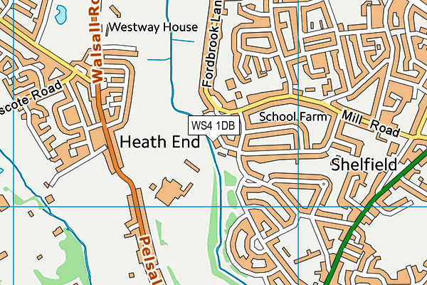 WS4 1DB map - OS VectorMap District (Ordnance Survey)