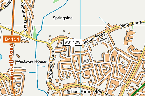WS4 1DW map - OS VectorMap District (Ordnance Survey)