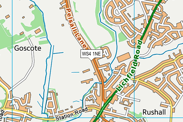 Rushall Cricket Club map (WS4 1NE) - OS VectorMap District (Ordnance Survey)