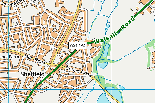 WS4 1PZ map - OS VectorMap District (Ordnance Survey)