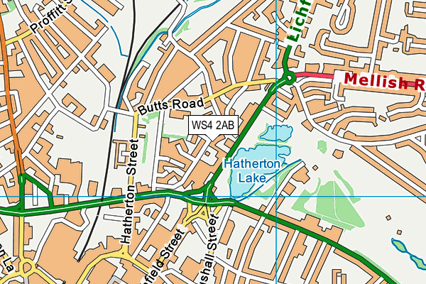 WS4 2AB map - OS VectorMap District (Ordnance Survey)